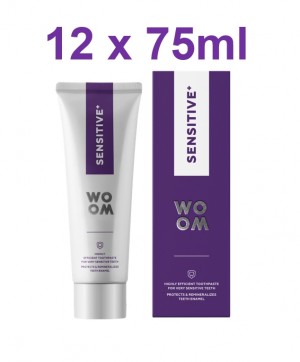 Woom Sensitive + tandpasta grootverpakking 12x75ml.