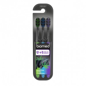 Biomed charcoal tandenborstels set a 3st.